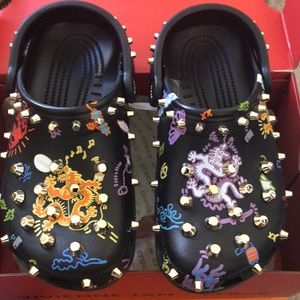 NEW Vivienne Tam Designer Dragon Bling Black Crocs size 7